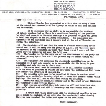 Letter from Billy’s school 1976