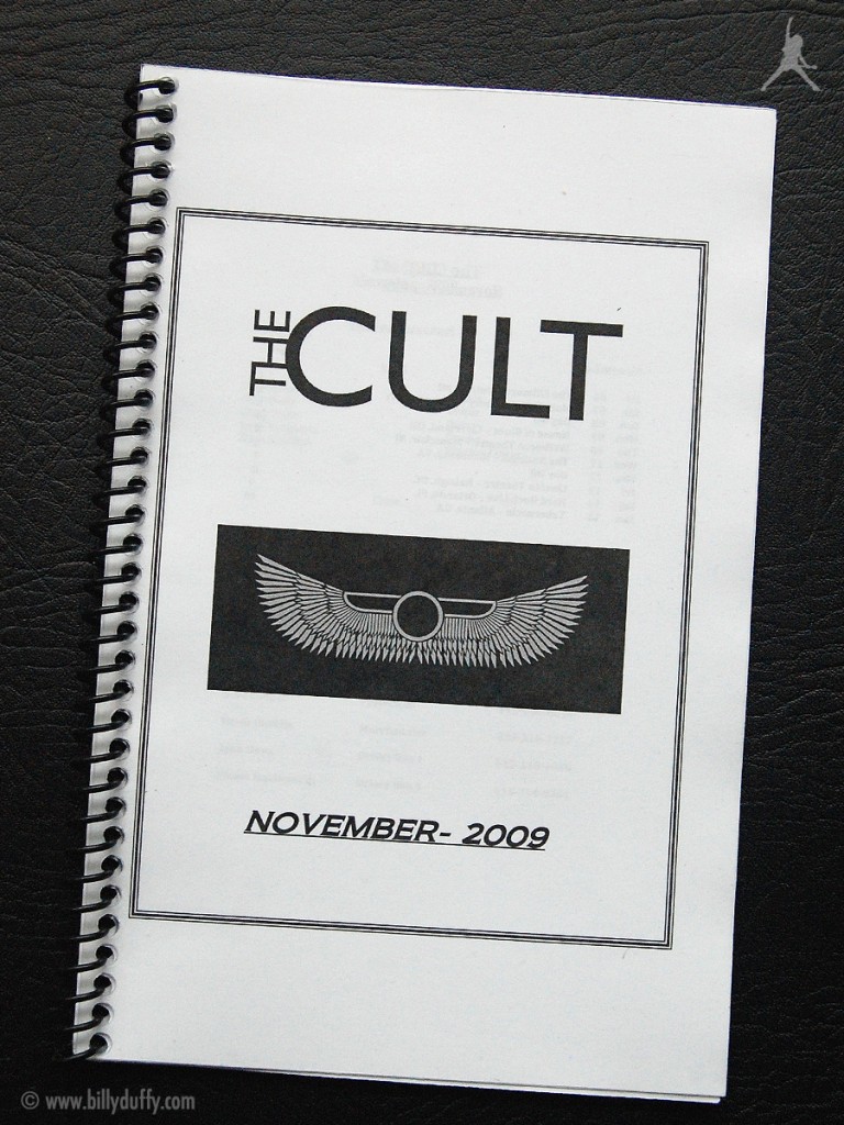 Billy's itinerary book from The Cult 'Love Live' Tour - 2009