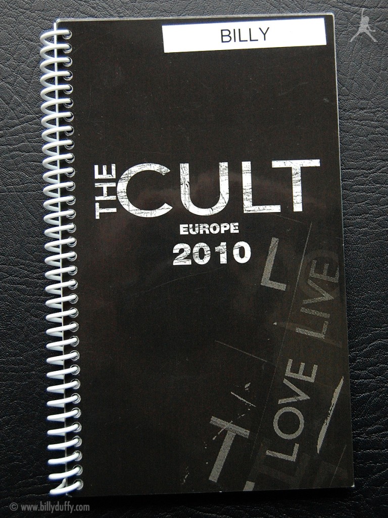 Billy's itinerary book from The Cult 'Love Live' Tour - 2010