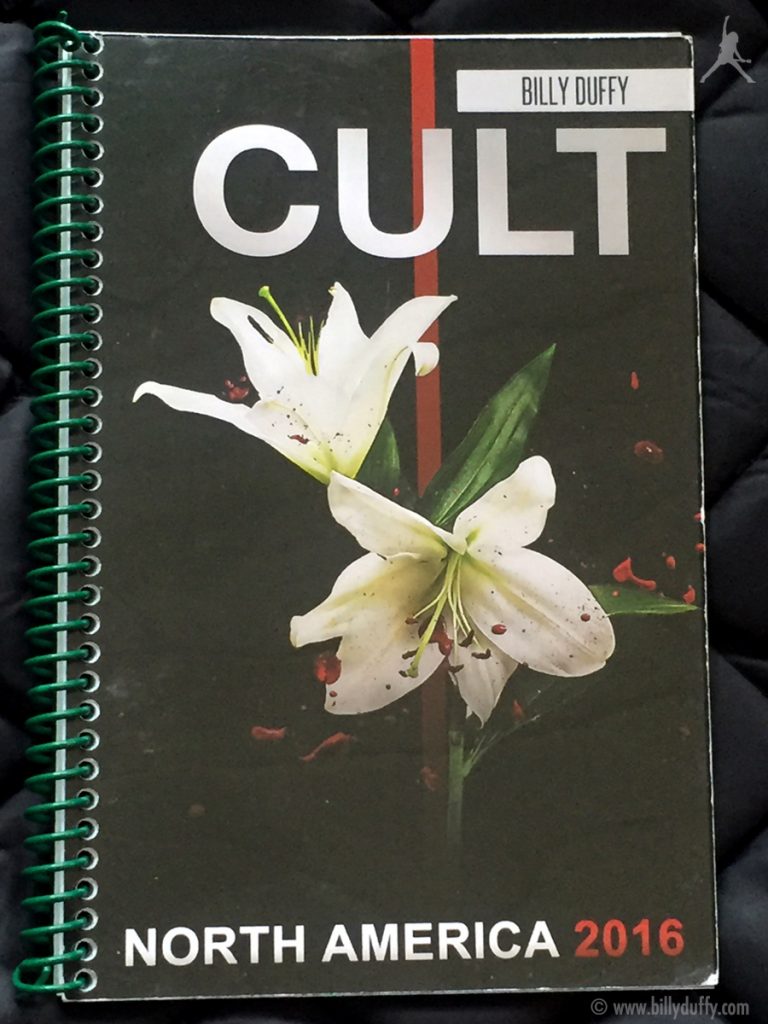 Billy Duffy's itinerary book from The Cult 'Alive in the Hidden City' Tour - North America 2016