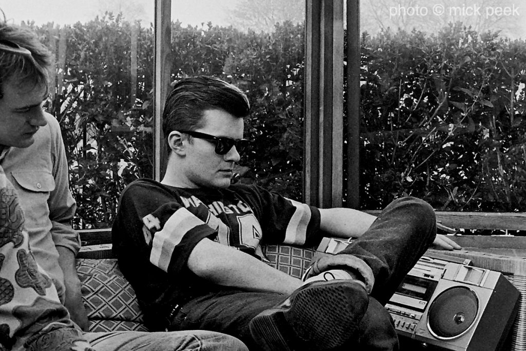Billy Duffy listening to a playback of The Cult Dreamtime album at Eel Pie Studio, London in April 1984